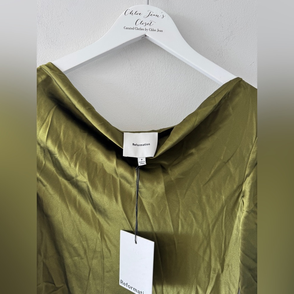 REFORMATION NWT Pike Silk Maxi Dress in Moss - Picture 12 of 14